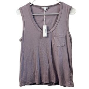 James Perse Women's Purple Cotton Pocket Tank Top Size 0 /XS NEW Minimalist